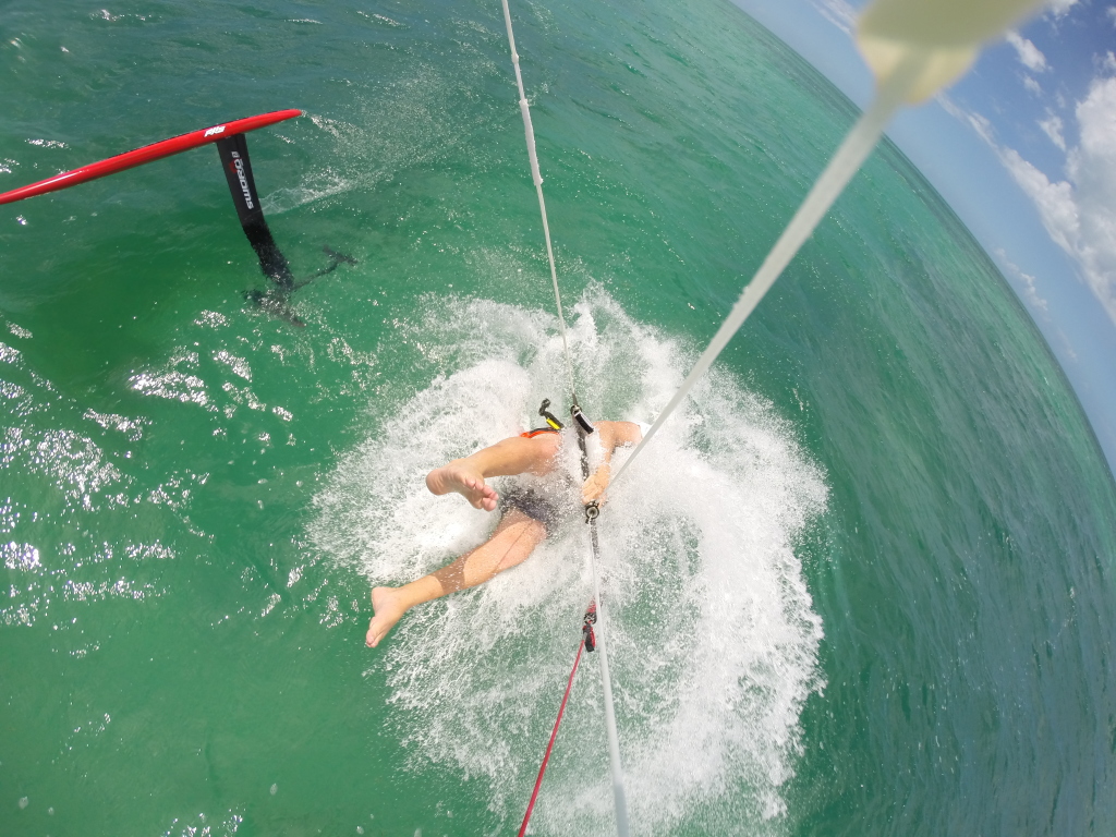 The board and hydrofoil showing me how it's done. Session No. 2